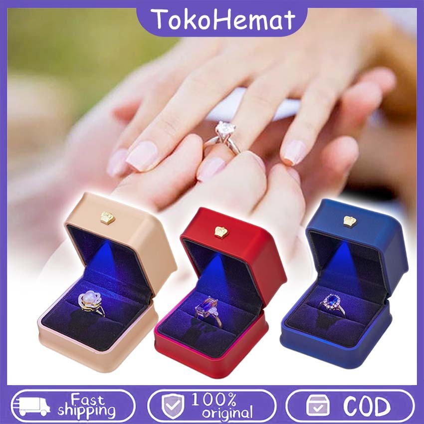 Tempat Cincin Tunangan Premium Kotak Cincin Pernikahan Box Cincin Tunangan Led Cincin Wedding Lamara