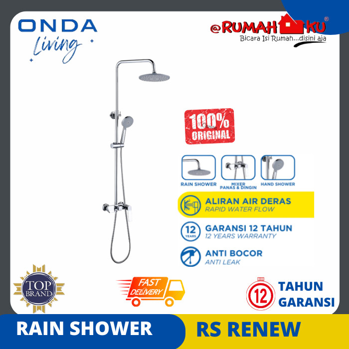 ONDA Rain Shower Tiang Kamar Mandi Full Set Kran Panas Dingin Kuningan Anti Bocor RS RENEW Air
