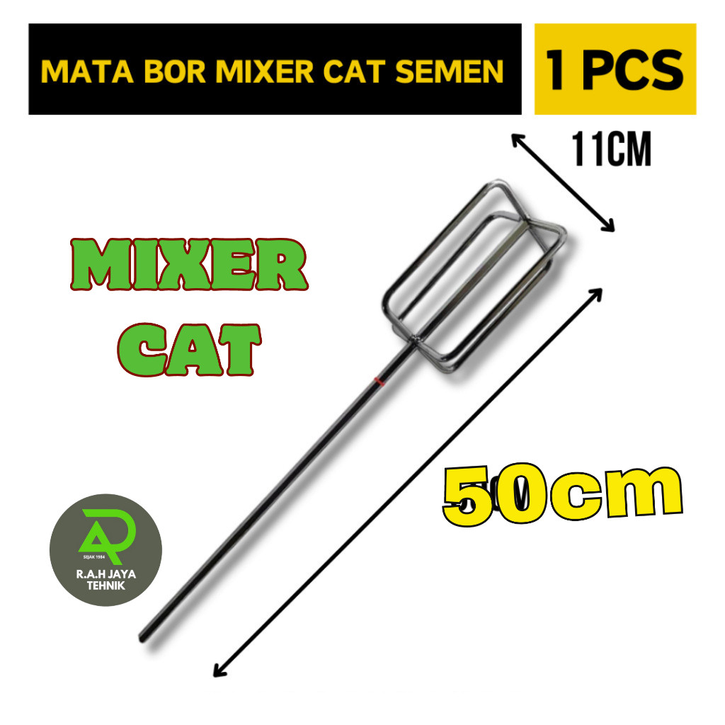 Mata bor mixer pengaduk semen dan cat Adonan Besi 8mm-6mm panjang 50cm