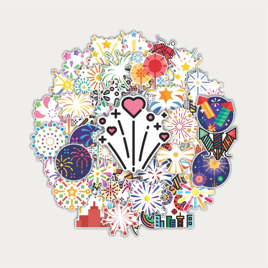 Sticker Pack Stiker Kembang Api (Fireworks) | Sticker TUMBLR | Stiker LAPTOP KOPER HELM