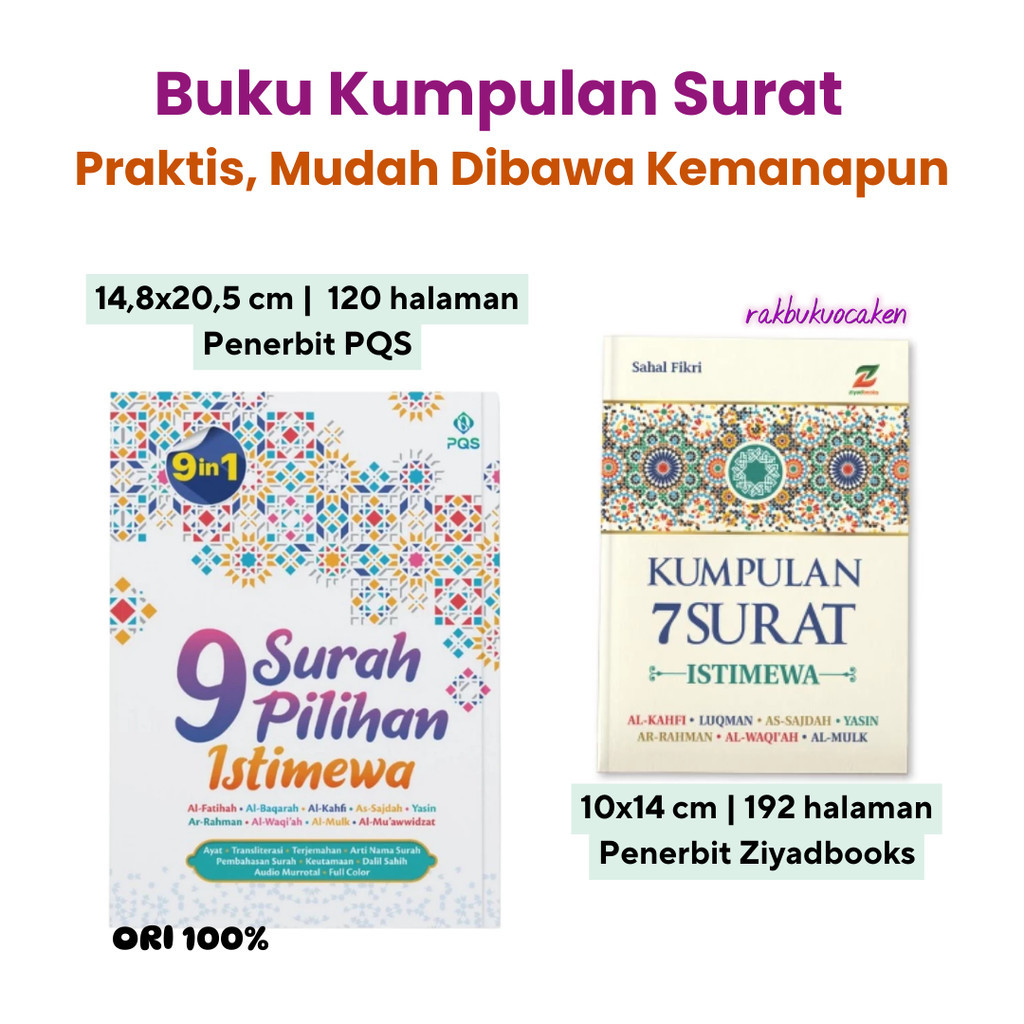 Buku Surat-Surat | 9 Surah Pilihan Istimewa PQS | Kumpulan 7 Surat Istimewa Ziyadbooks