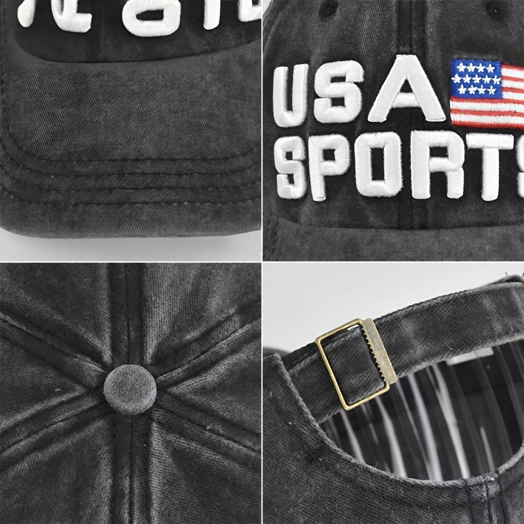 PITIH COLLUCTION USA American Flag Hat US Army Letter Embroidery Cotton Adjustable Baseball Cap/Topi