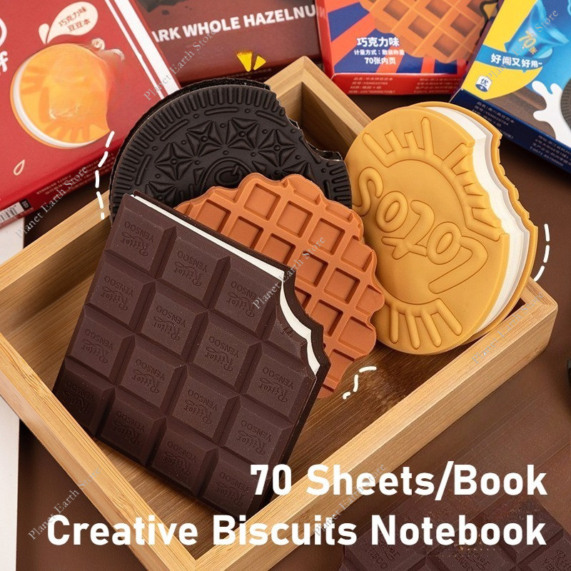70 Sheets/Book Creative Biscuits Notebook Chocolate Cookie Memo Pads Memo Book Blank Cartoon Mini No