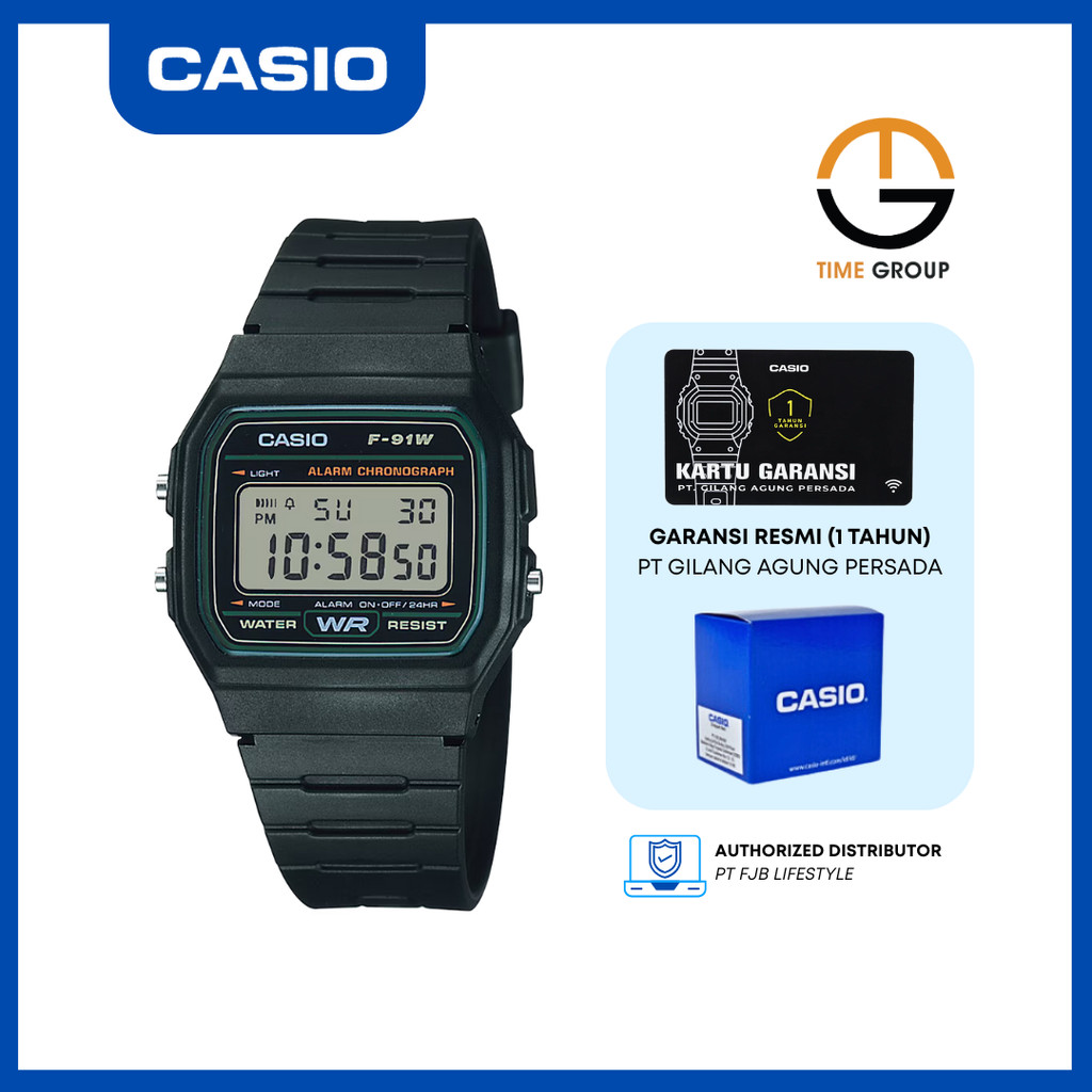 JAM TANGAN UNISEX CASIO STANDARD F-91W-3 F91W-3DG RESIN STRAP ORIGINAL