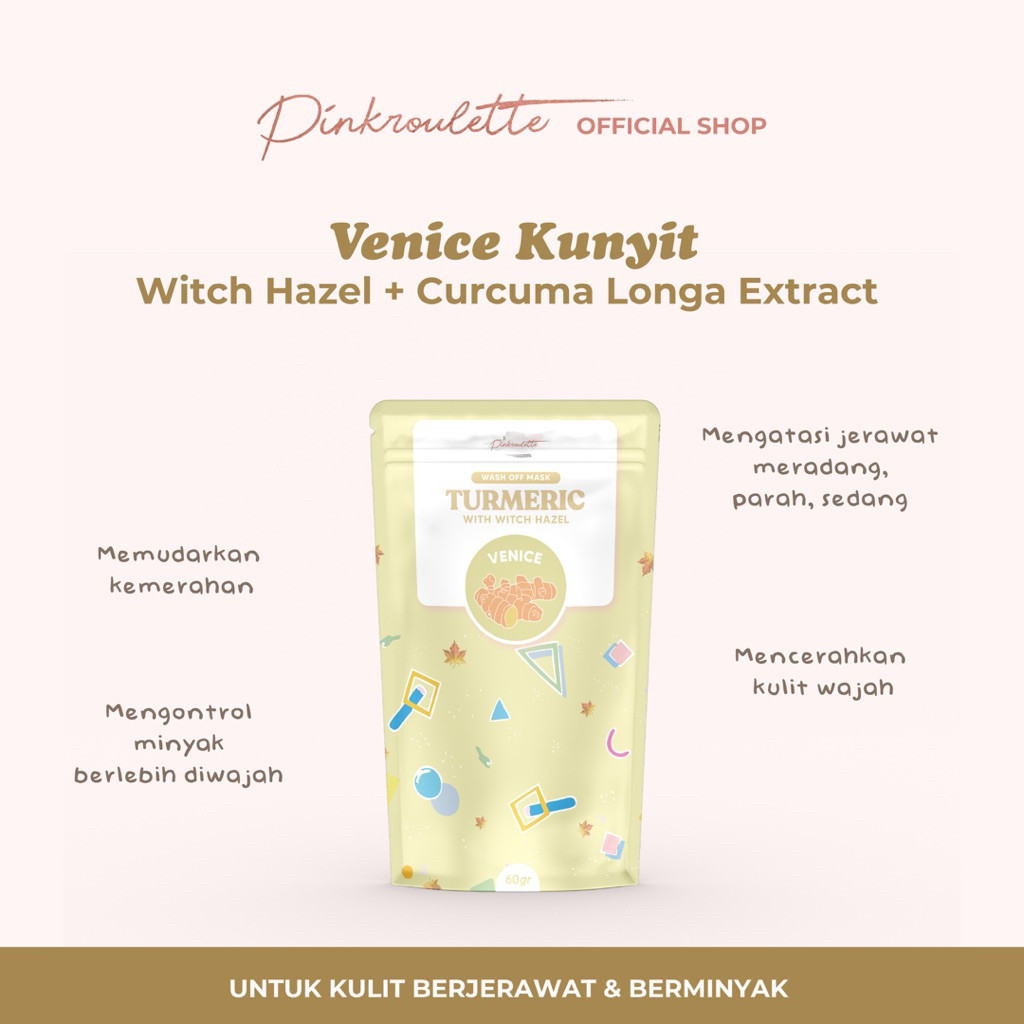 (60GR) Venice Turmeric PINKROULETTE MASKER Organic Facemask