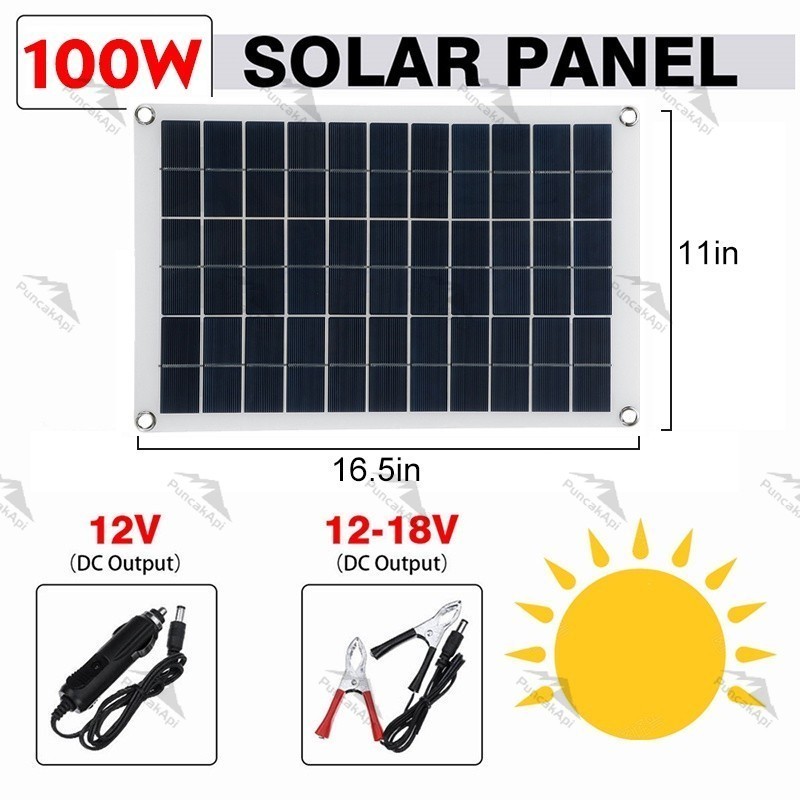 60W-150W Panel Surya Solar Panel + Aki sprayer elektrik 12V12Ah Mono Panel Kristal Mono Panel Surya 
