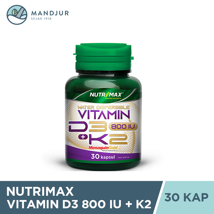 Nutrimax Vitamin D3 800 IU + K2 30 kapsul - Suplemen Kesehatan Tubuh dan Tulang