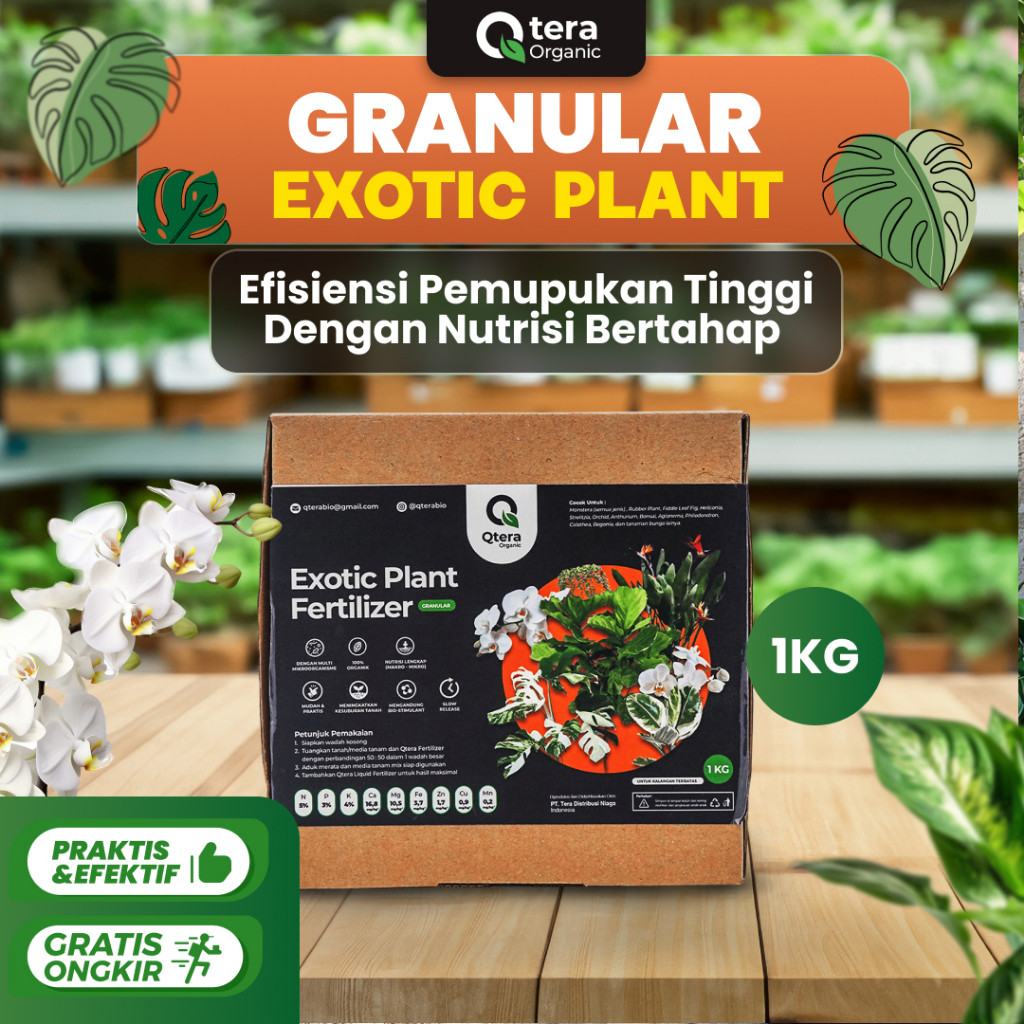 Qtera Organic Exotic Granular Plants Fertilizer, Pupuk Organik Granular Untuk Tanaman 1 Kg