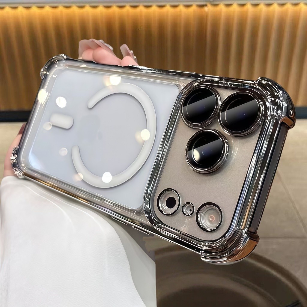 Magsafe Case Luxury Plating Airbag Clear Phone Case for iPhone 17 17 Pro Max Air 17 Pro Transparent 