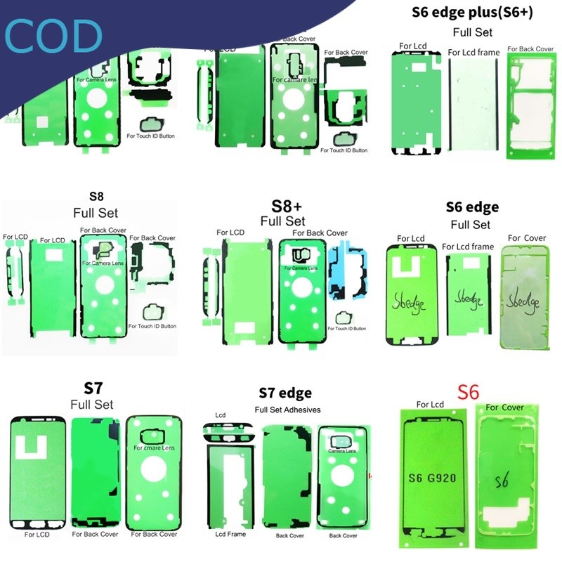 Penuh Set Waterproof Back Cover Adhesive Dan Front LCD Glue Untuk Samsung S6 S7 Edge S8 S9 S10e S10 