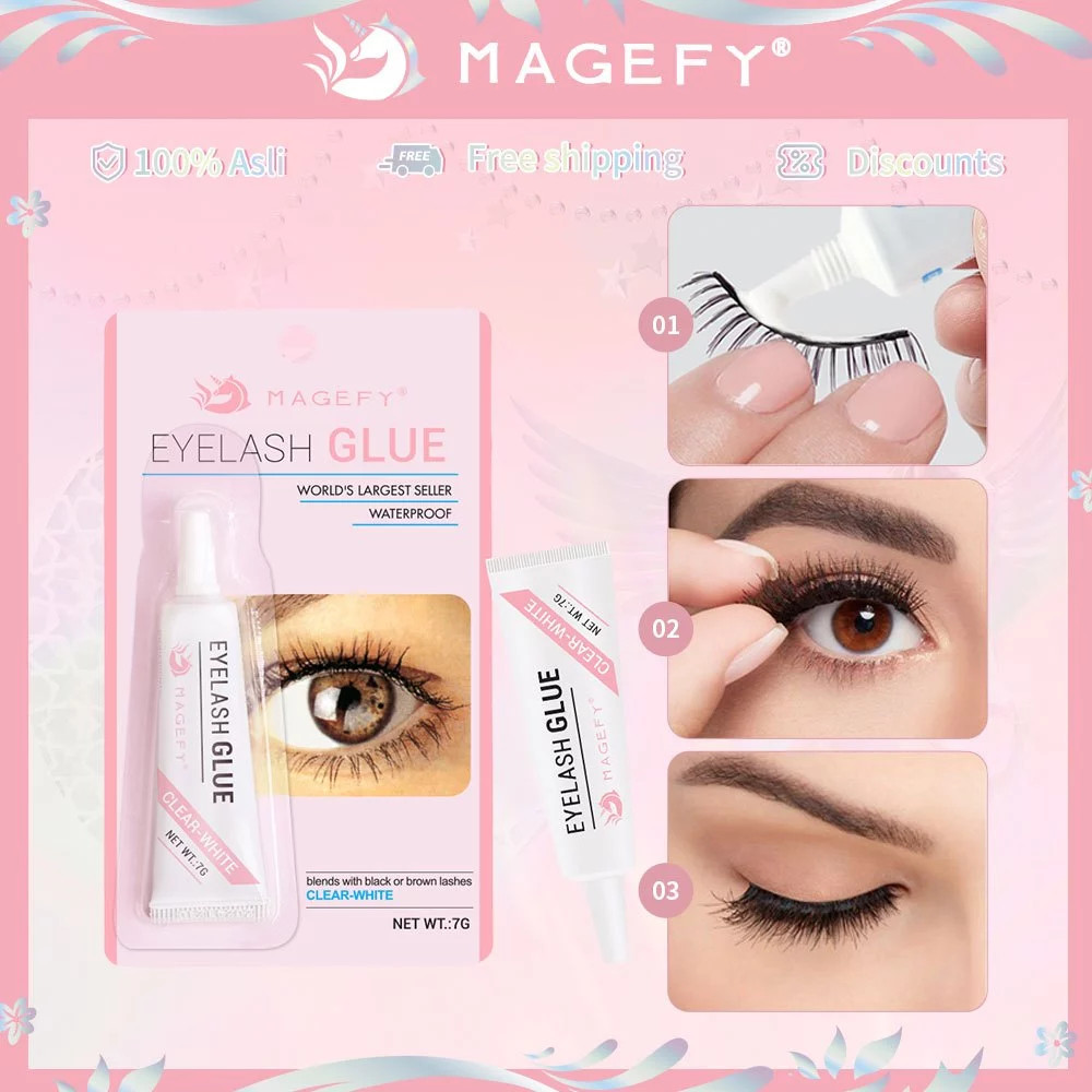 MAGEFY Lem Bulu Mata Palsu Warna Bening dan Hitam – False Eyelashes Glue Clear & Black Tahan Lama 71