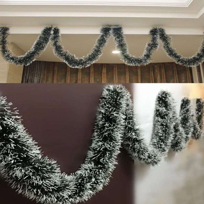 2 Meter x 14 cm Tinsel Slinger Salju Rumbai Super Tebal Gaba gaba Bulat Tebal Hiasan Pohon Natal Dek