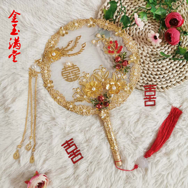 Kipas Bulat Pengantin Gaya Cina Kipas Klasik Gaya Kuno Cina untuk Pernikahan Kipas Pernikahan Buatan