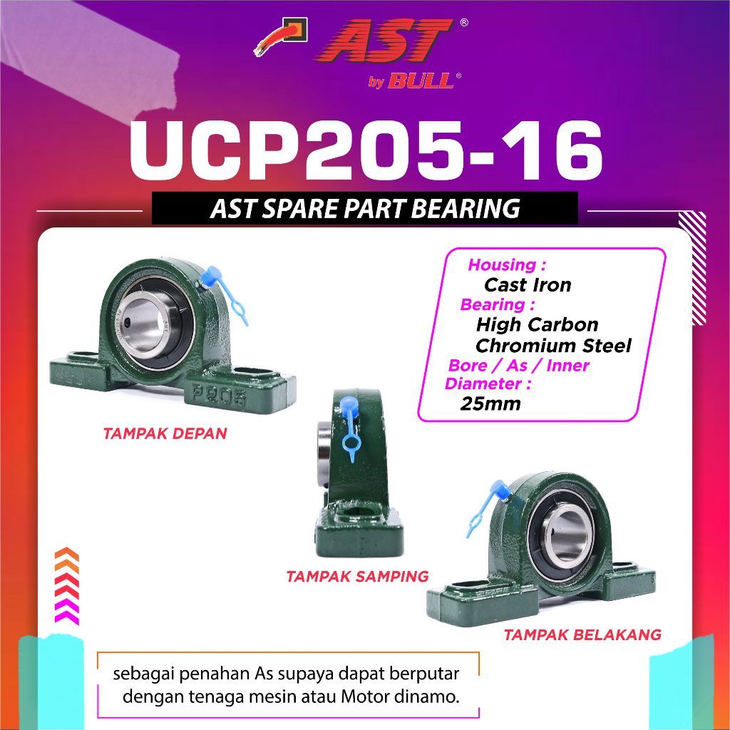 Laker Bearing Duduk 1 Inch UCP205-16 Laher Bantalan As Gergaji Serkel