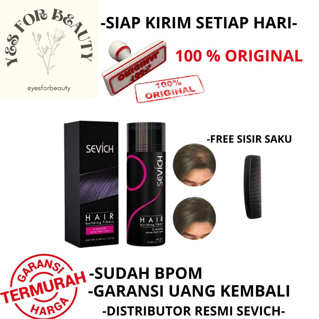 SEVICH HAIR FIBER 25 GRAM ORIGINAL SEVICH PENEBAL RAMBUT FREE SISIR