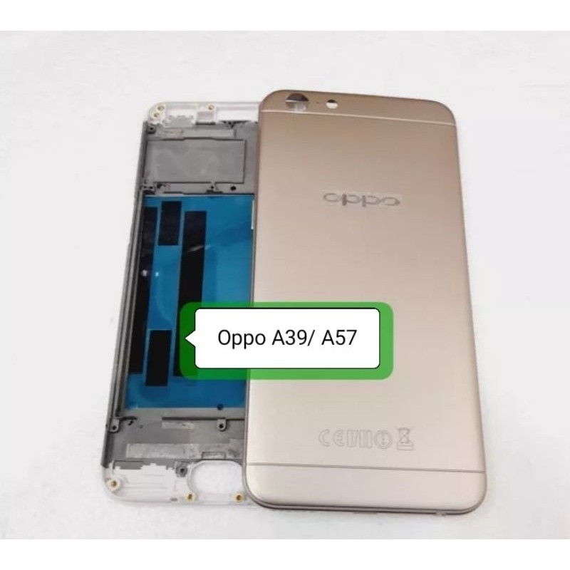 Cessing kesing Hausing Fullset Frame Lcd Opo A39/ A57 Backdor dan Frame tulang tengah orri