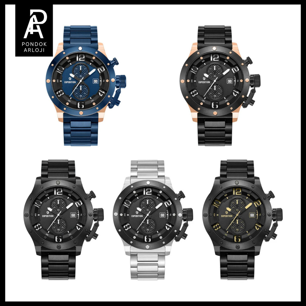 ORIGINAL Jam Tangan Pria Expedition EXP 6381 / E 6381 / E6381 Chronograph Rantai