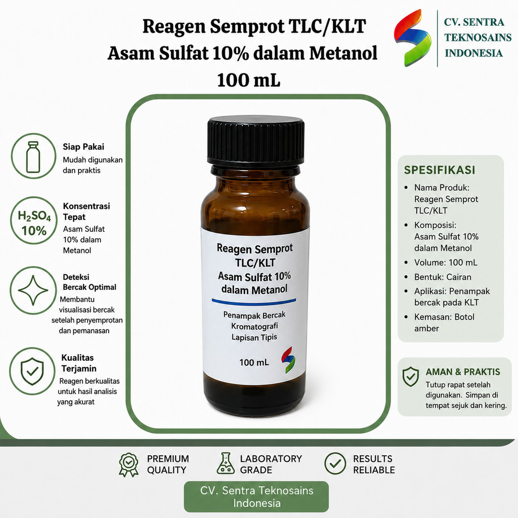 Reagen Semprot TLC KLT H2SO4 10% dalam Metanol 100mL | Spray Reagent TLC Thin Layer Chromatography |