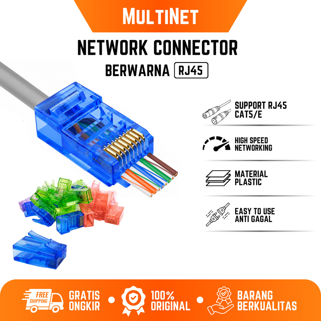 Konektor RJ45 CAT5 ||  RJ45 CAT5 Konektor Jaringan Warna-Warni