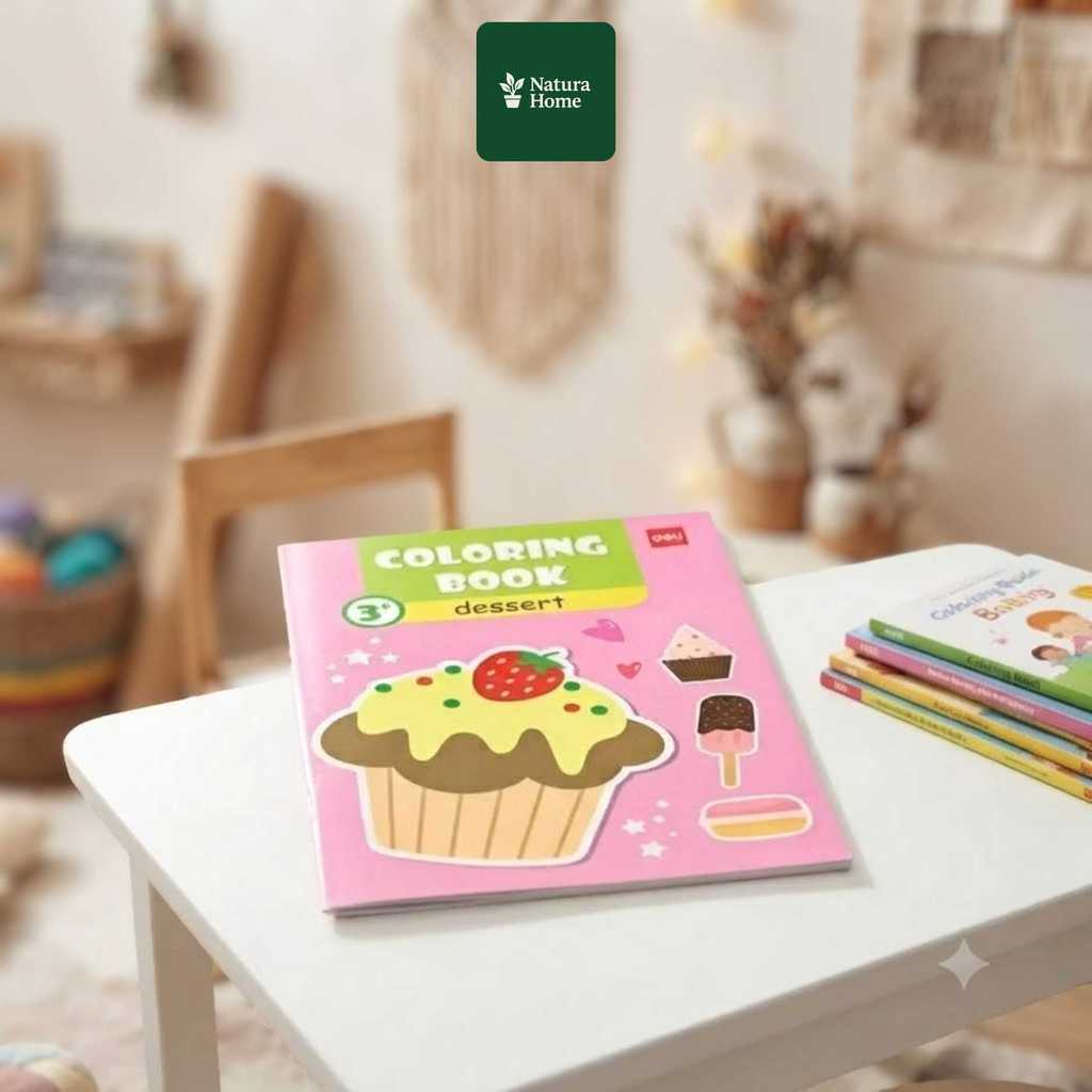NATURAHOMEE  - N068 Deli Drawing Book Buku Mewarnai Edukasi Anak Motif Dessert Kertas Tebal Makanan 