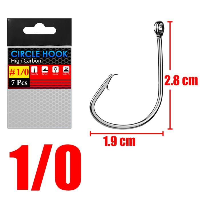 Circle Hook Carbon Mata Kail Pancing Bulat Mancing Jig - No 1/0