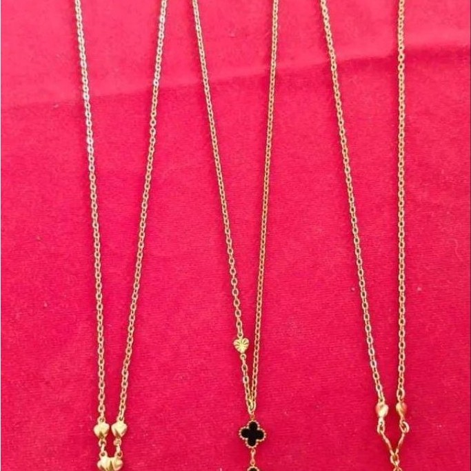 kalung love asli Titanium lapis emas 23karat anti luntur awet dipakai hari hari