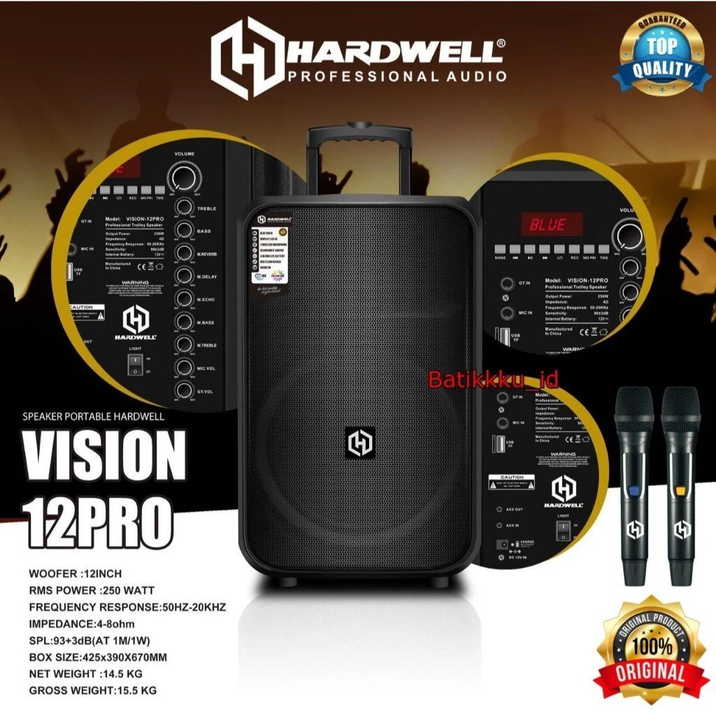 Speaker Portable Hardwell Vision 12pro / Vision12 pro Original Speaker Hardwell 12inch