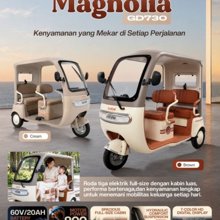 SEPEDA LISTRIK RODA 3 MEREK GODA 300 GODA370 GODA RODA 3 370 GODA MAGNOLIA 730