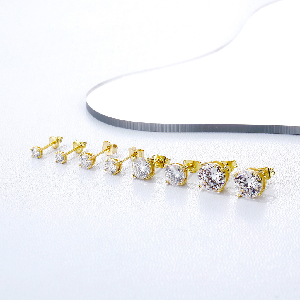 Anting pejantan moissanite tembaga 8-8MM anting pejantan pribadi