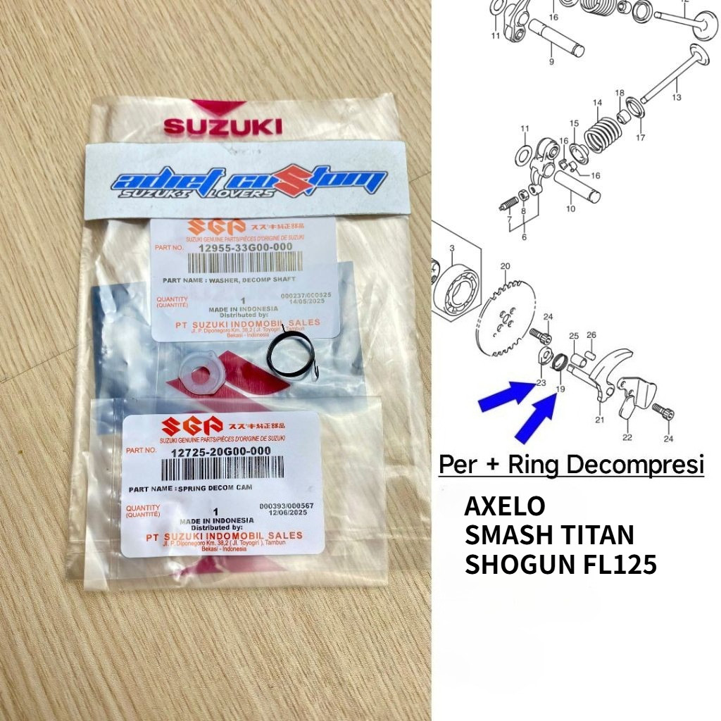 Per Spring + Ring Dekompresi Shogun FL125 / Axelo / Titan Original SGP 12725-20G00 / 12955-33G00-000