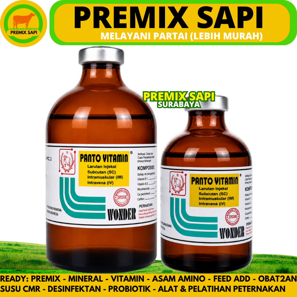 PANTO VITAMIN 100ML & 50ML WONDER - Multivitamin Hewan Injeksi Vitamin Pertumbuhan Penggemuk Nafsu M