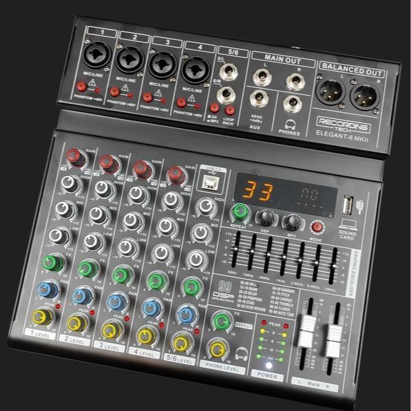 MIXER RECORDING TECH ELEGANT - MIXER 6 CHANNEL PODCAST RECORDING - MK II