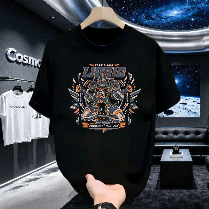 Kaos Pria Distro Original 100% Motif Robot Futuristik Team Liquid, T-shirt Oversize Pria American St