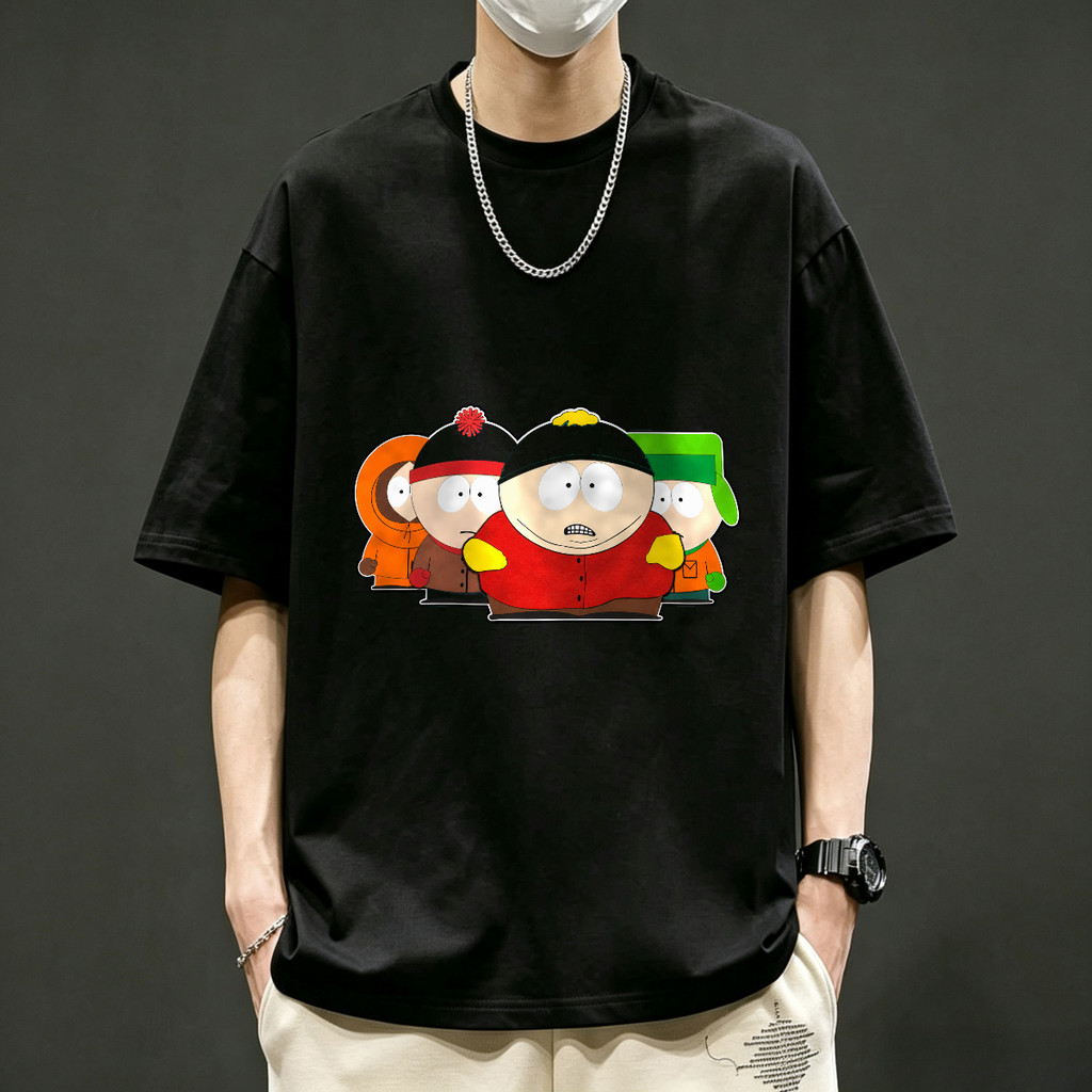Kaos Oblong South Park Karakter Kartun Kaos Sablon Putih Unisex Lengan Pendek Bahan Katun Combed 24s