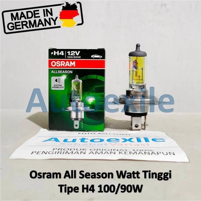 Osram All Season H4 100/90W Watt Tinggi ALS Germany Lampu Mobil Allseason APV Avanza Agya Ayla Brio 