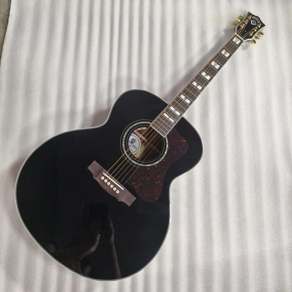 Jumbo Professional Guitar, Solid Top, F50 Guild Style 6-String Acoustic Electric Guitar