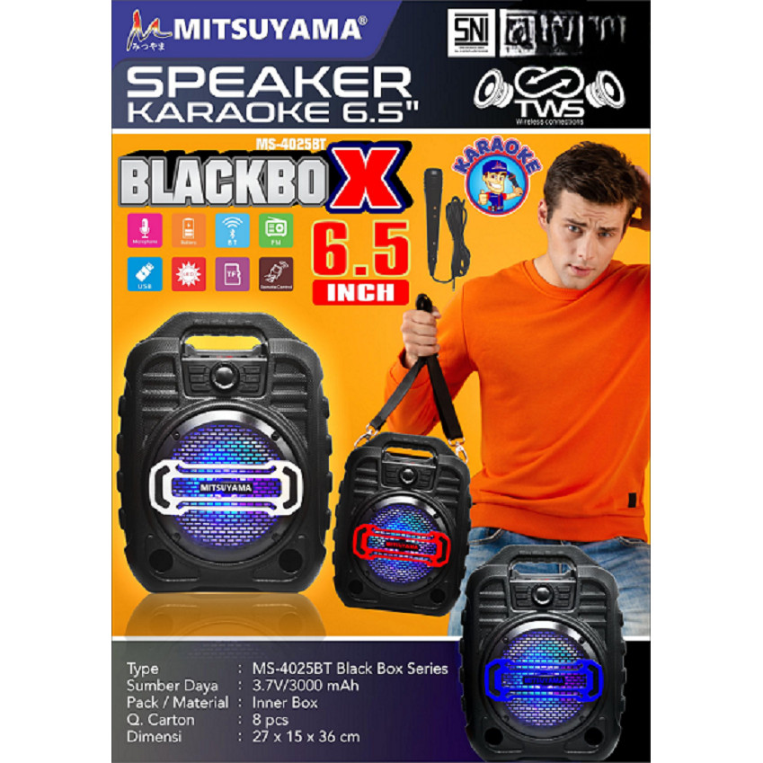 Mitsuyama MS-4025BT Speaker Karaoke - Portable & Tenaga Surya