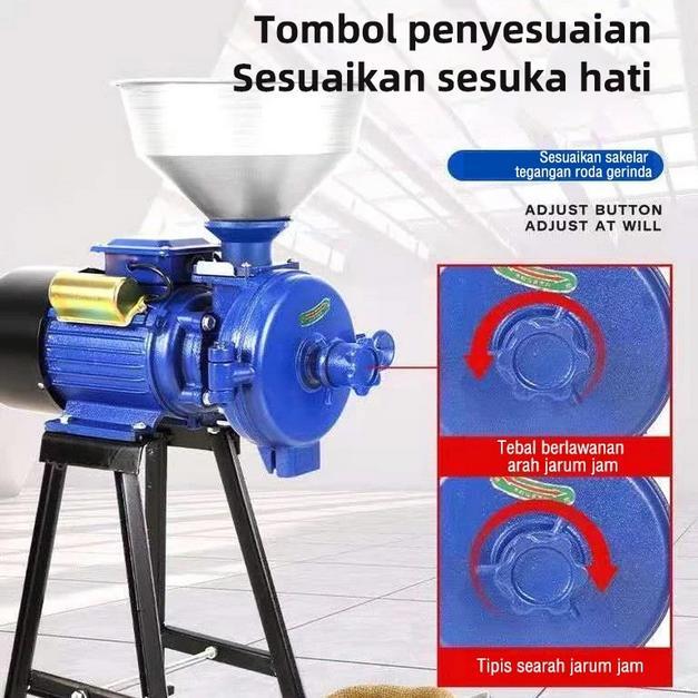 Mesin Giling Basah Kering 3000W 14cm Grinder Multifungsi Penggiling Beras Kopi Jagung Kacang
