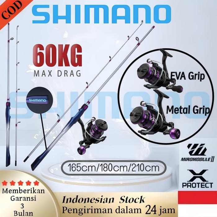 SHIMANO Set Pancing Warna Ungu Model 2026 Dengan Pilihan Pegangan EVA Atau Logam, Joran Baru 165-210