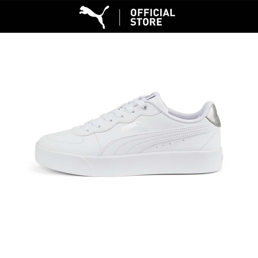 PUMA Sepatu Sneakers Wanita Skye Clean Distressed White- Silver, Sepatu Wanita Putih Silver Casual