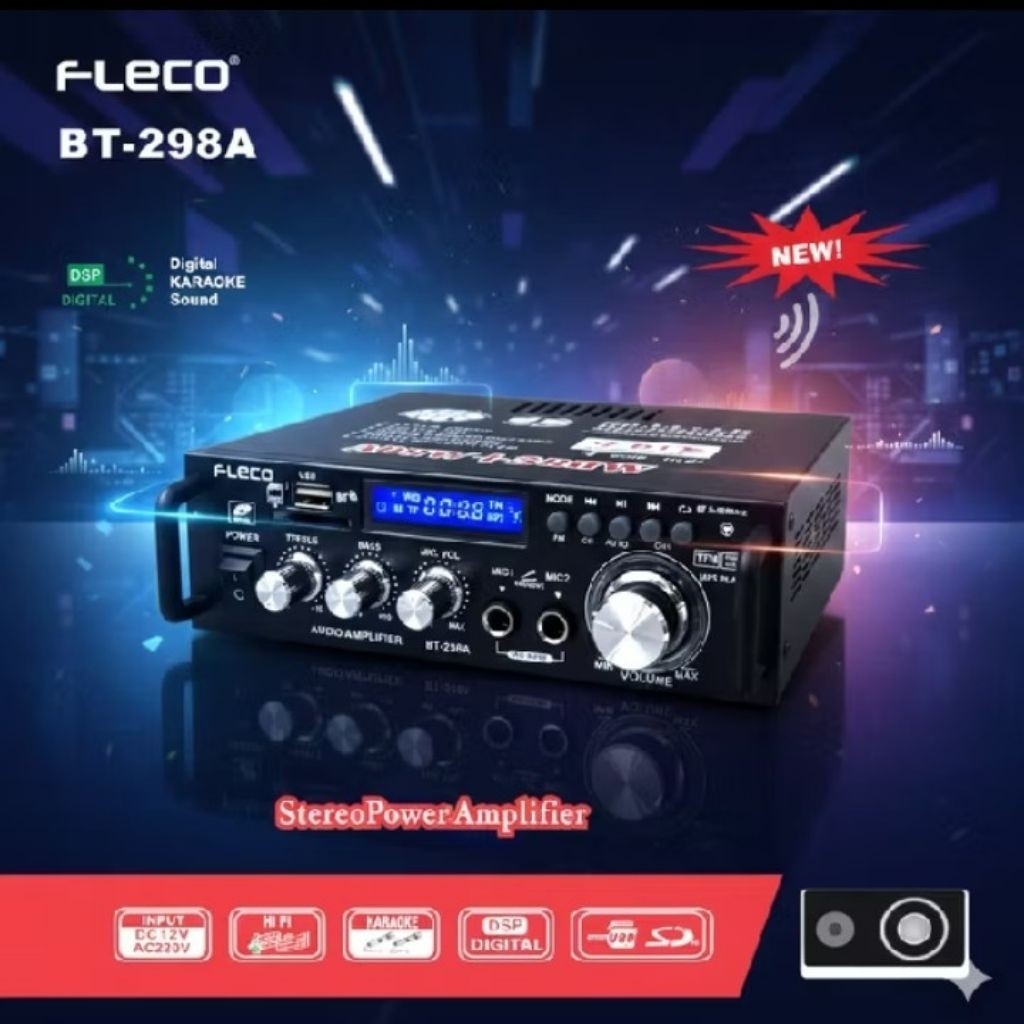 PROMO TERLARIS POWER AMPLIFIER BLUETOOTH KARAOKE SUBWOOFER SUPER BASS FLECO 298
