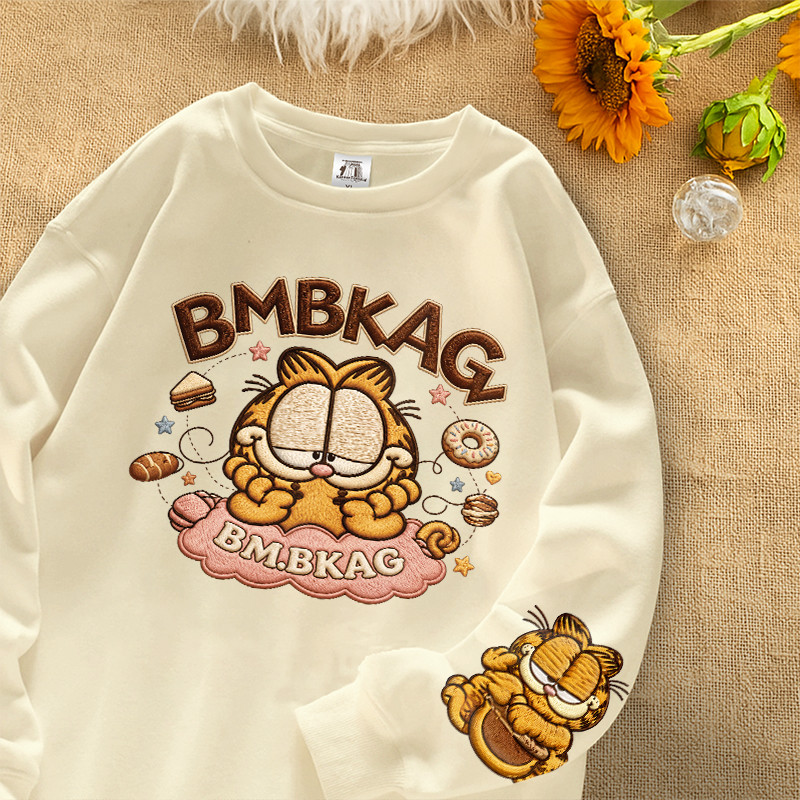 Korean Trend Kaos Unisex Lengan Panjang Tangan Karet Oversize Motif Cozy Cat Bakery Korean Style Bah
