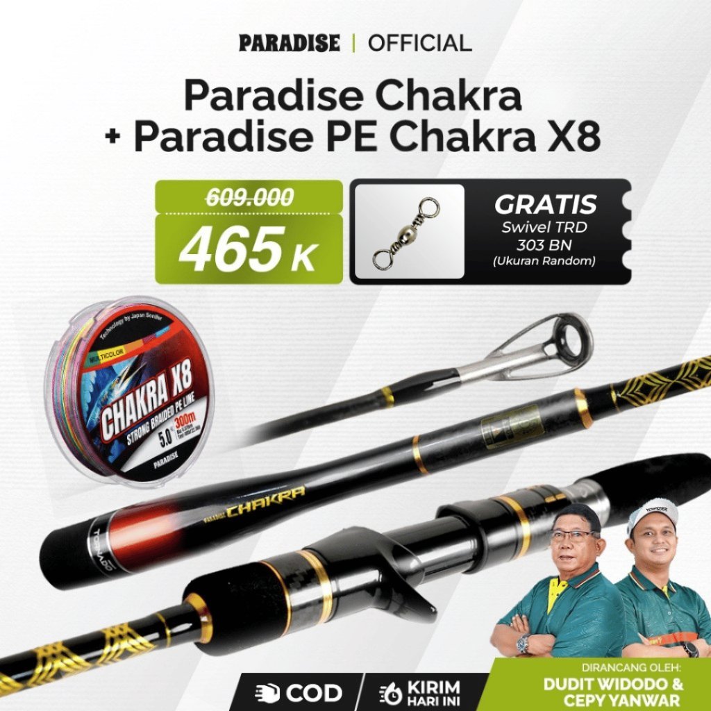 Paradise - Bundling Joran Paradise Chakra + PE Chakra [Free Swivel] High Response Solid Carbon
