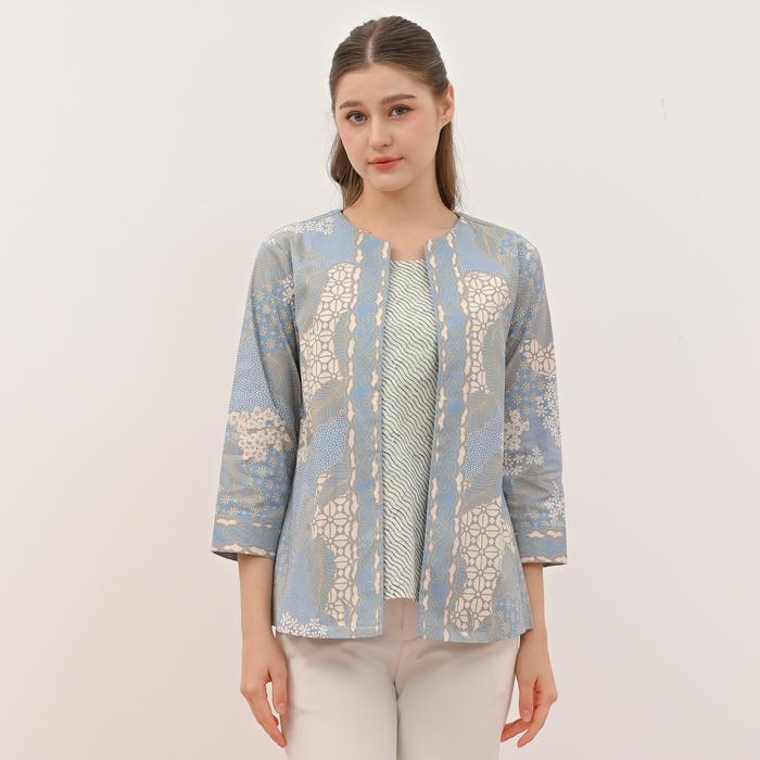 Blouse Batik Wanita / Baju Seragam Batik Couple - 242 ICE Blue