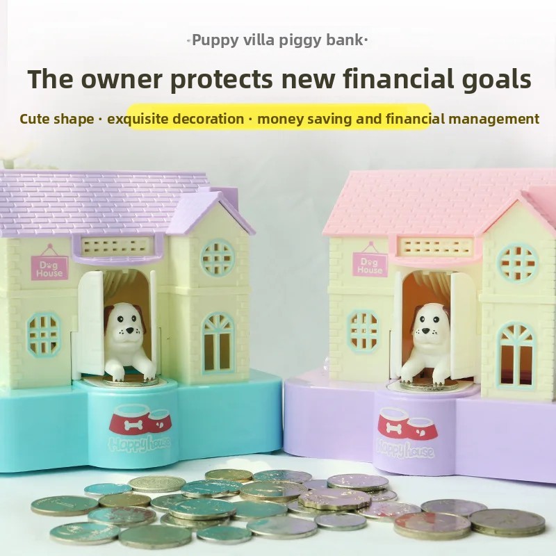 Automatic Money-Eating Dog Savings Bank Toy House Children's Plaything Coin Storage Jar Cute Pet The