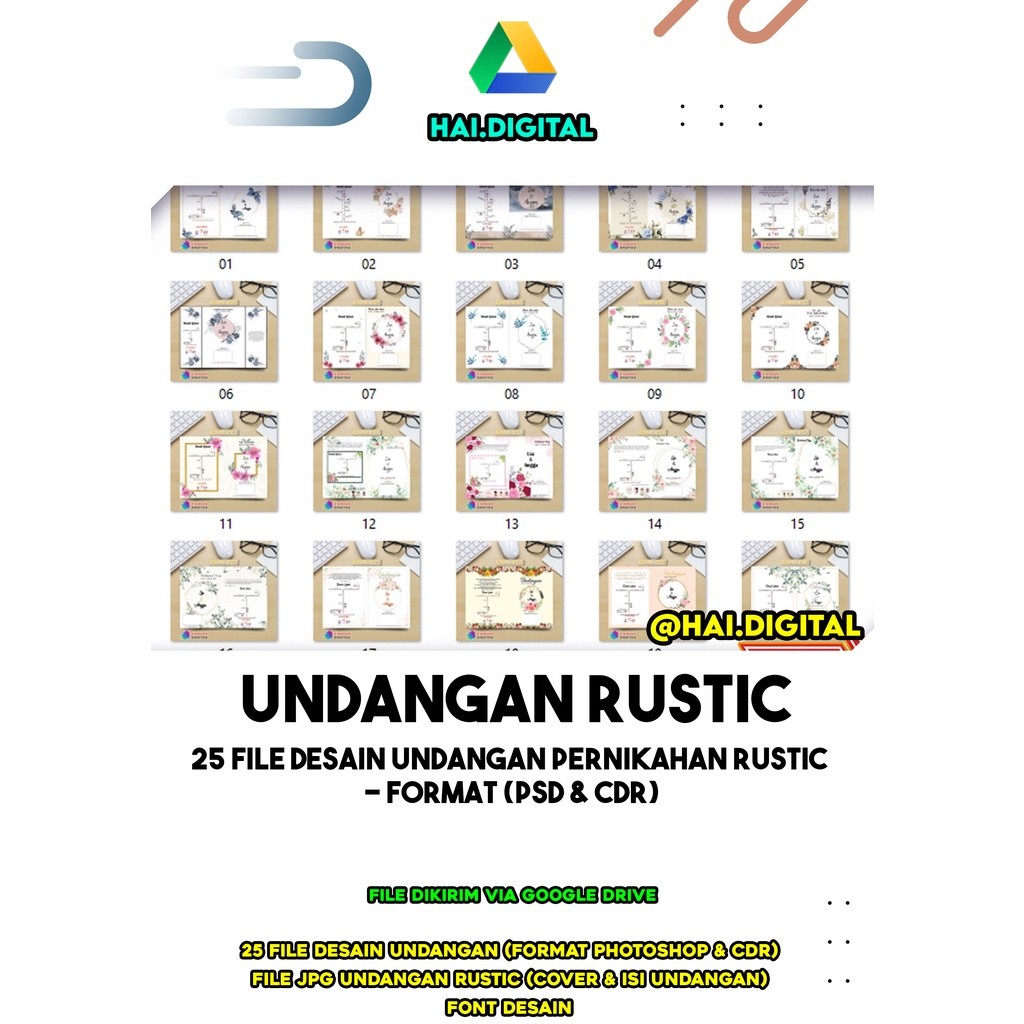 25 File Desain Undangan Pernikahan Rustic - Format (PSD & CDR)