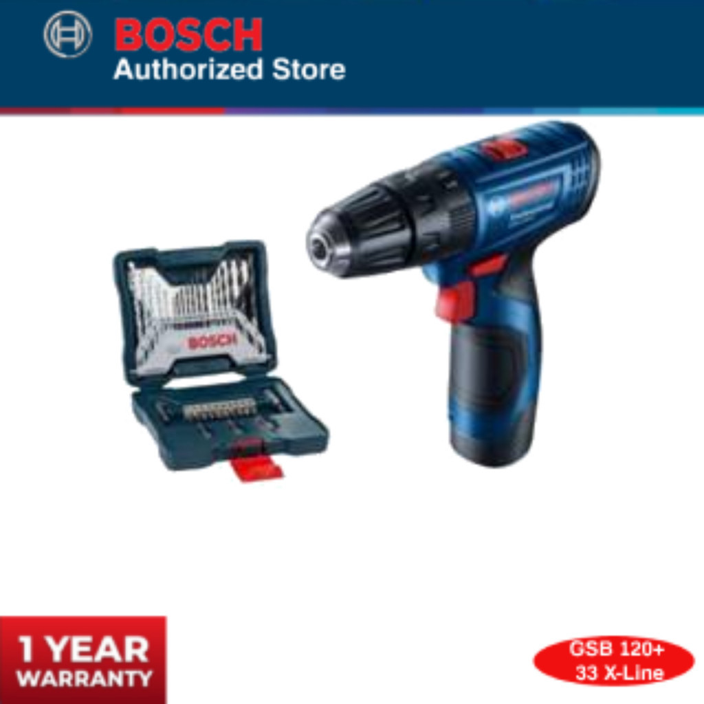 BOSCH GSB 120 Bor Baterai Tembok + 33 X-Line
