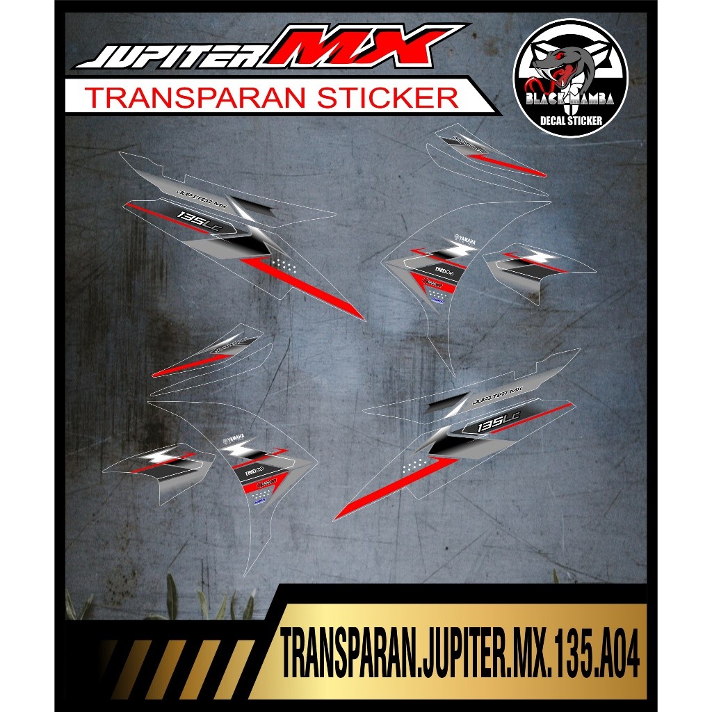 STRIPING TRANSPARAN NEW JUPITER MX 135  STICKER TRANSPARAN YAMAHA JUPITER MX 135 NEW A04
