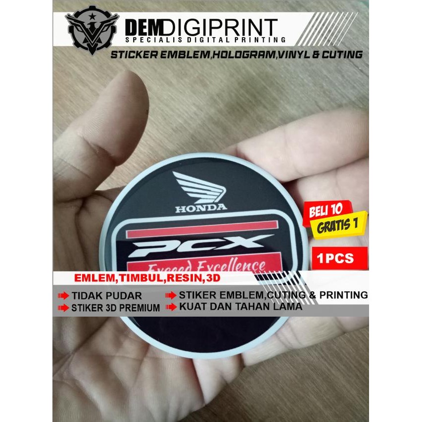Stiker pcx merah bulat