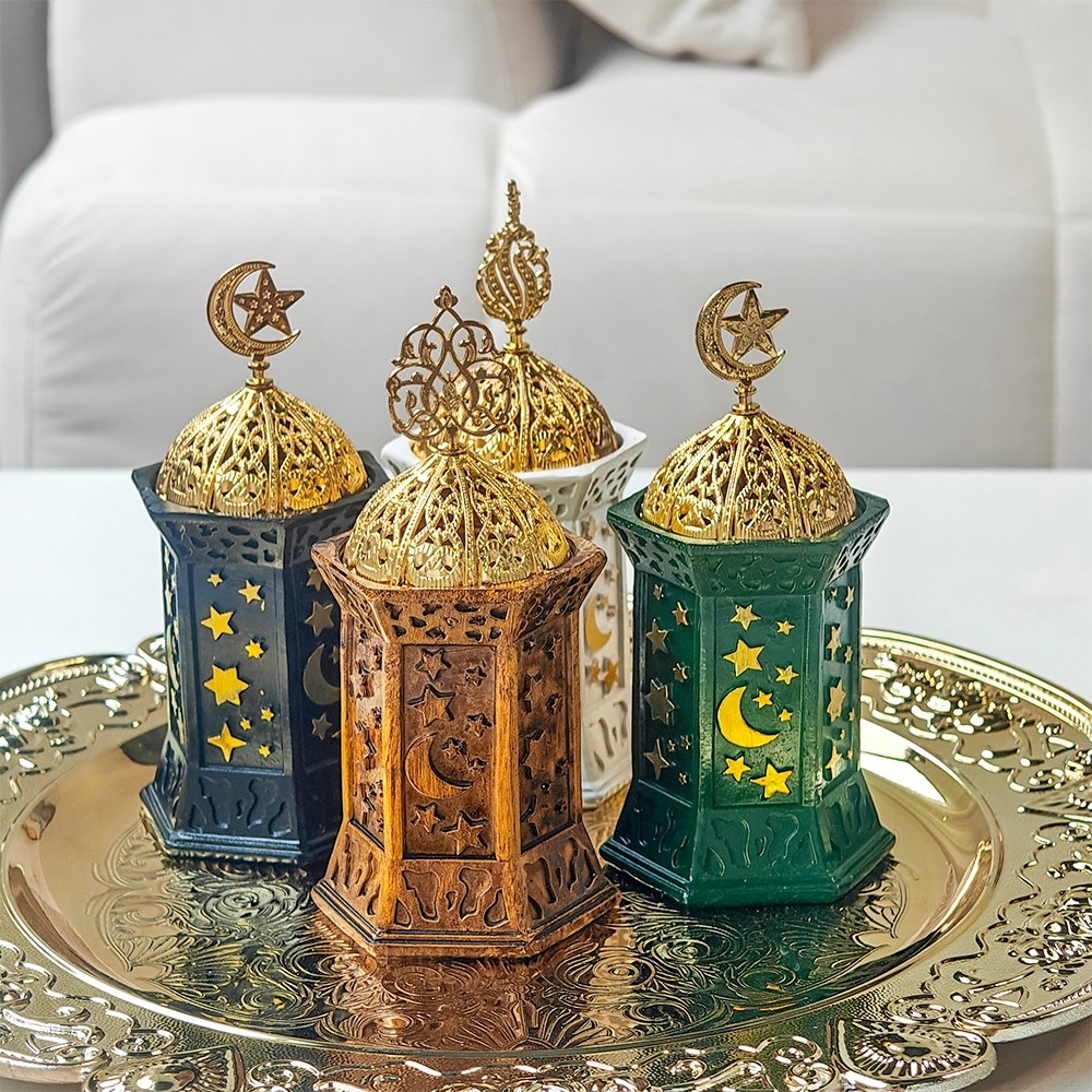 Mabkharah Tempat Dupa Bakar Arab Motif Bulan Bintang Bulat Gaya Maroko Vintage Dupa Burner Hiasan